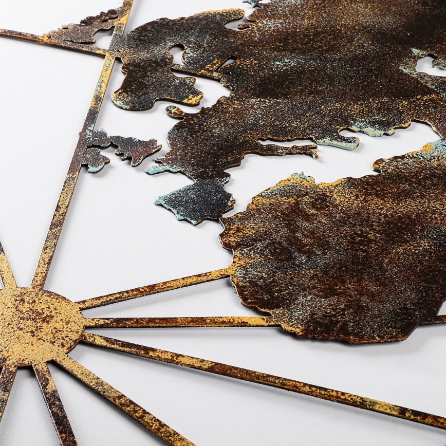 Seinäkoriste 120x60 cm maailman kartta metalli