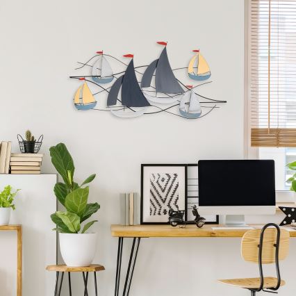 Seinäkoriste 120x60 cm purjevene metalli