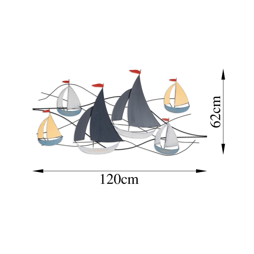 Seinäkoriste 120x60 cm purjevene metalli
