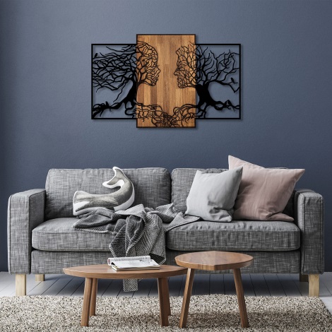 Seinäkoriste 125x79 cm elämän puut puu/metalli