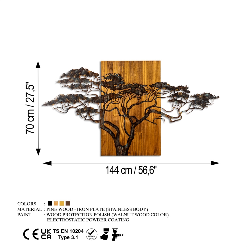Seinäkoriste 144x70 cm puu puu/metalli