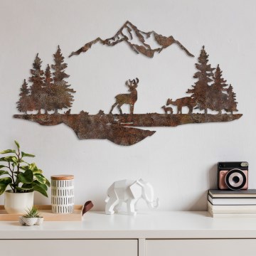 Seinäkoriste 2 kpl 70x38 cm Peura metalli/ruskea