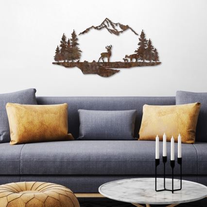 Seinäkoriste 2 kpl 70x38 cm Peura metalli/ruskea