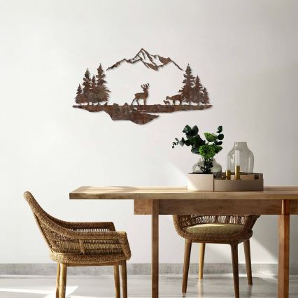 Seinäkoriste 2 kpl 70x38 cm Peura metalli/ruskea