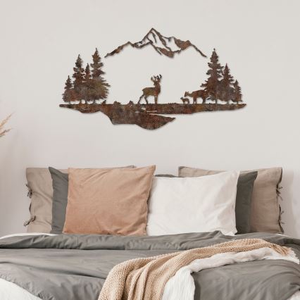 Seinäkoriste 2 kpl 70x38 cm Peura metalli/ruskea