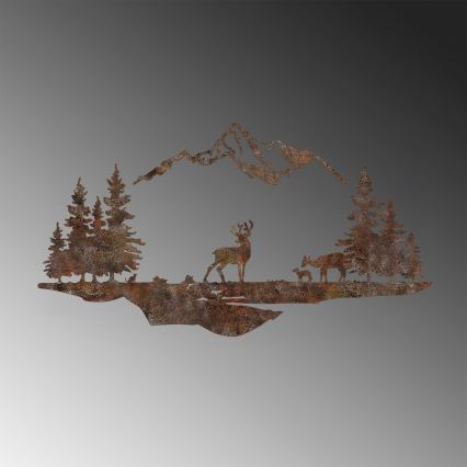 Seinäkoriste 2 kpl 70x38 cm Peura metalli/ruskea