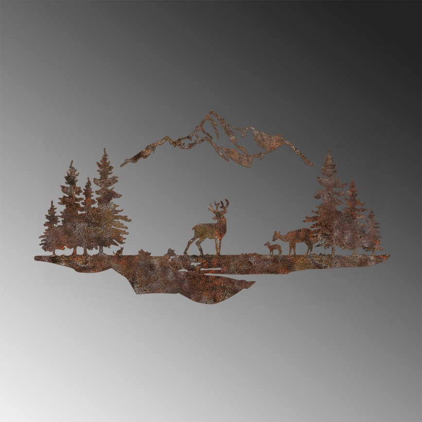 Seinäkoriste 2 kpl 70x38 cm Peura metalli/ruskea