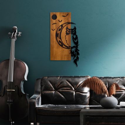 Seinäkoriste 36x66 cm pöllö puu/metalli