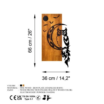 Seinäkoriste 36x66 cm pöllö puu/metalli