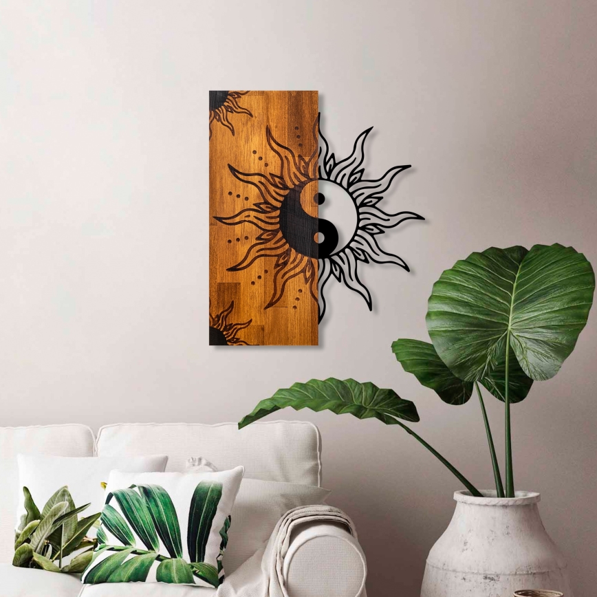 Seinäkoriste 50x58 cm jin jang puu/metalli