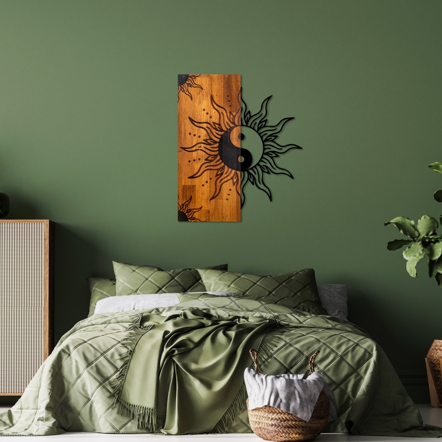 Seinäkoriste 50x58 cm jin jang puu/metalli