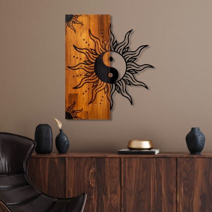 Seinäkoriste 50x58 cm jin jang puu/metalli