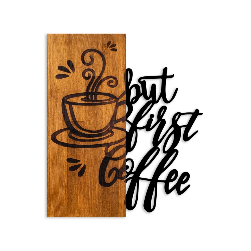 Seinäkoriste 50x58 cm kahvi puu/metalli