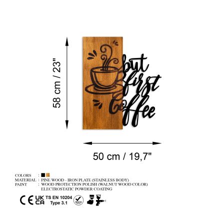 Seinäkoriste 50x58 cm kahvi puu/metalli