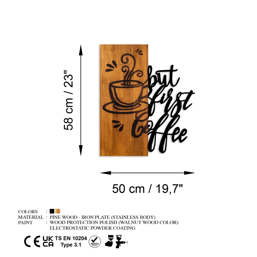 Seinäkoriste 50x58 cm kahvi puu/metalli