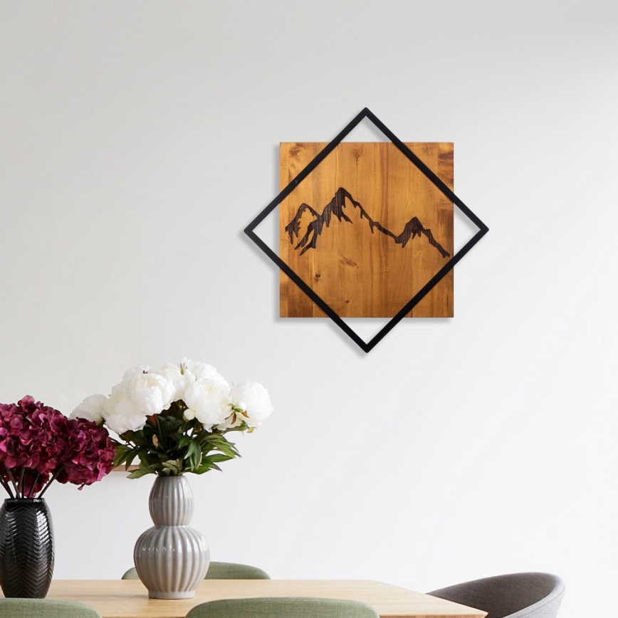 Seinäkoriste 54x54 cm vuoret puu/metalli