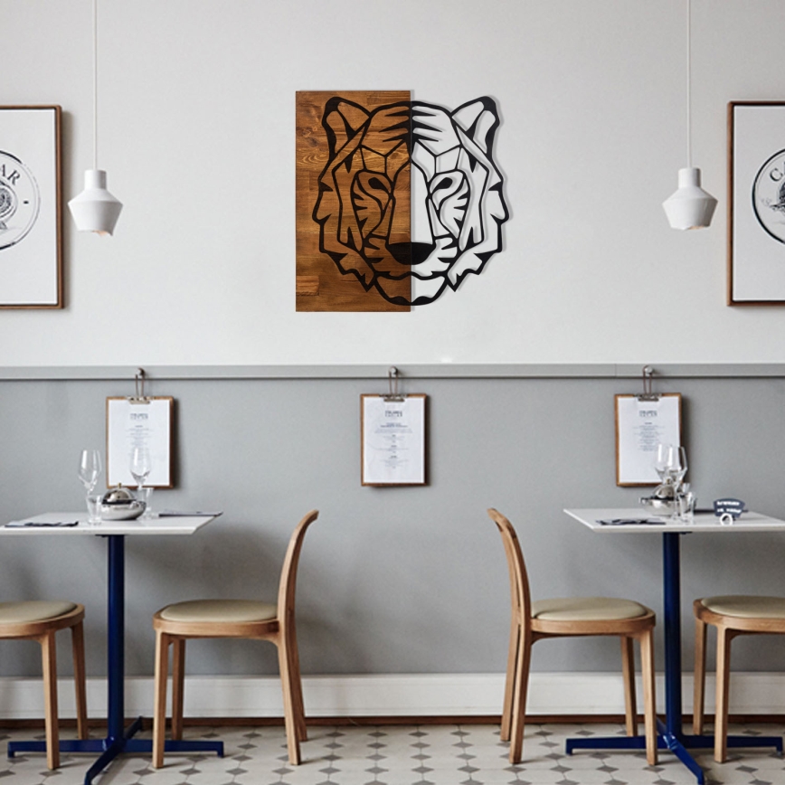 Seinäkoriste 56x58 cm tiikeri puu/metalli