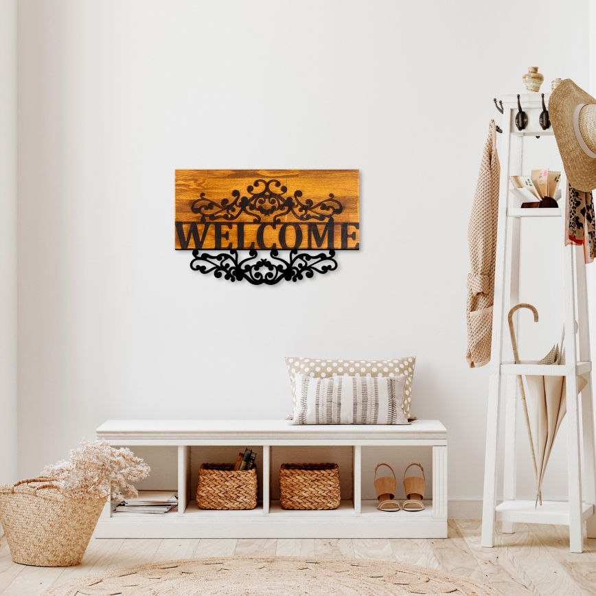 Seinäkoriste 58x36 cm tervetuloa puu/metalli