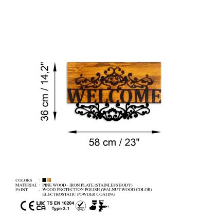 Seinäkoriste 58x36 cm tervetuloa puu/metalli