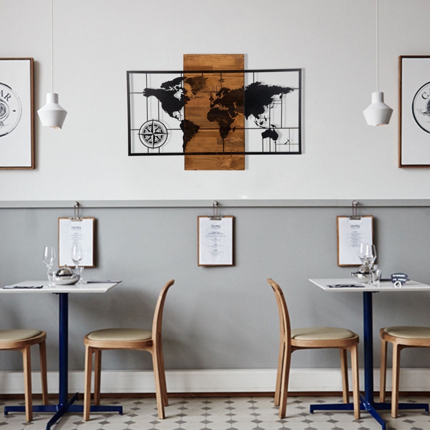 Seinäkoriste 58x85 cm kartta puu/metalli