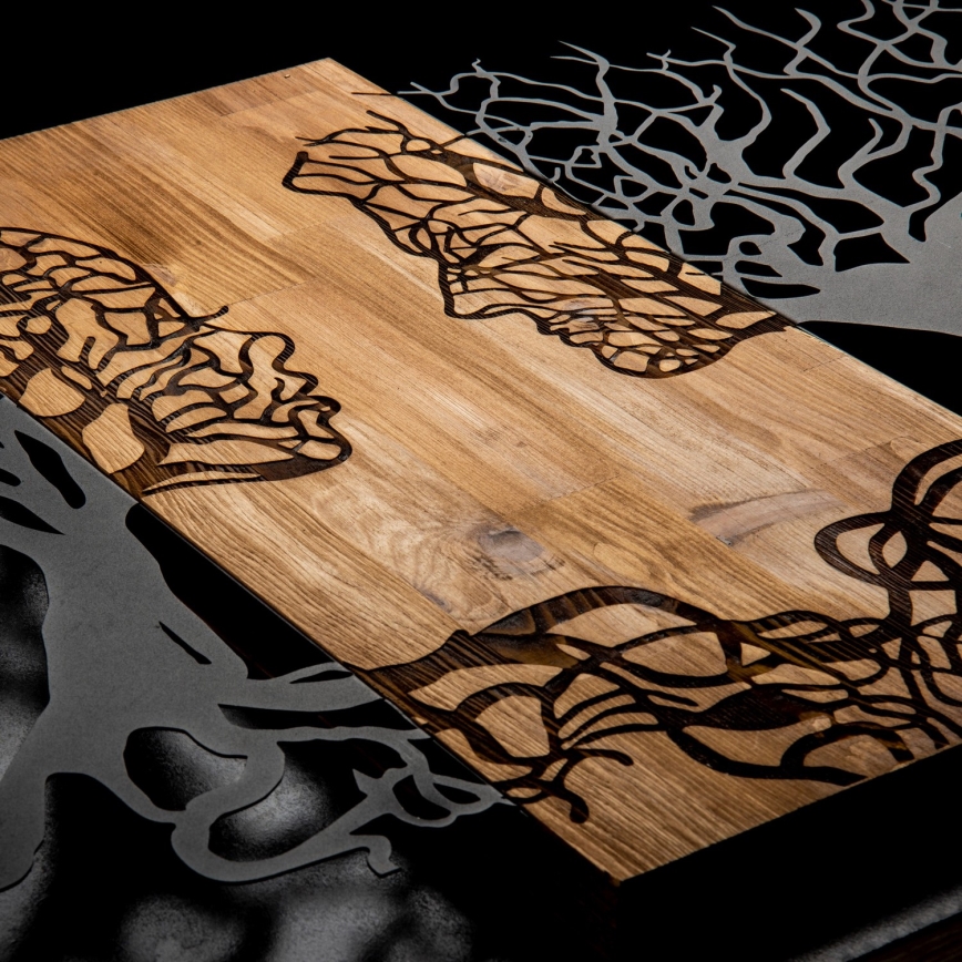 Seinäkoriste 58x92 cm elämänpuu puu/metalli