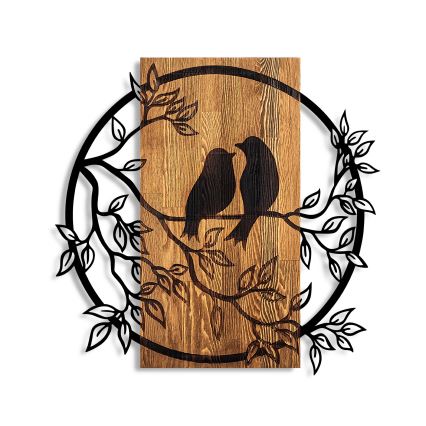 Seinäkoriste 59x57 cm lintuja puu/metalli