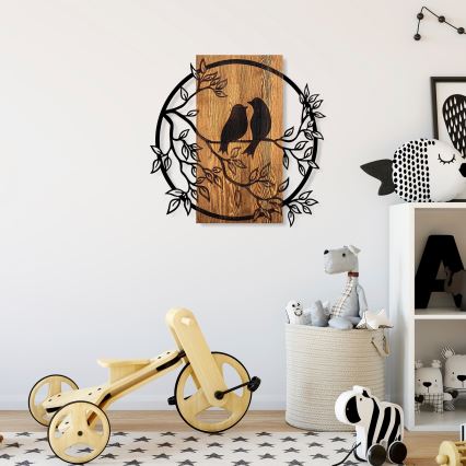 Seinäkoriste 59x57 cm lintuja puu/metalli