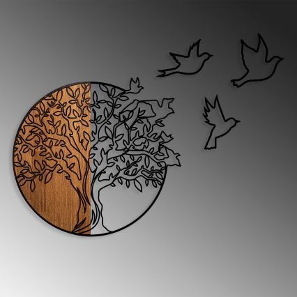 Seinäkoriste 60x56 cm puu ja lintuja puu/metalli