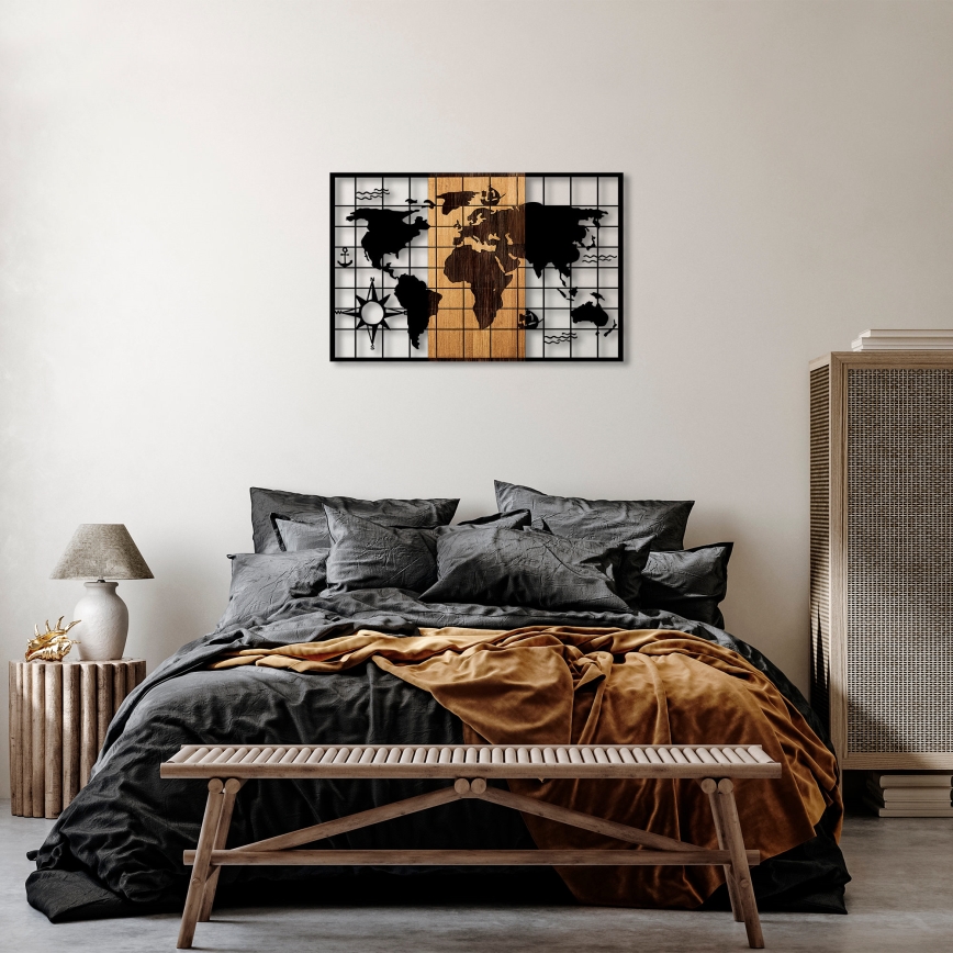Seinäkoriste 90x58 cm kartta puu/metalli