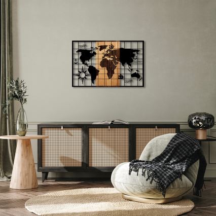 Seinäkoriste 90x58 cm kartta puu/metalli