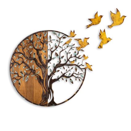 Seinäkoriste 92x71 cm puu ja lintuja puu/metalli