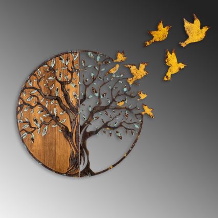 Seinäkoriste 92x71 cm puu ja lintuja puu/metalli