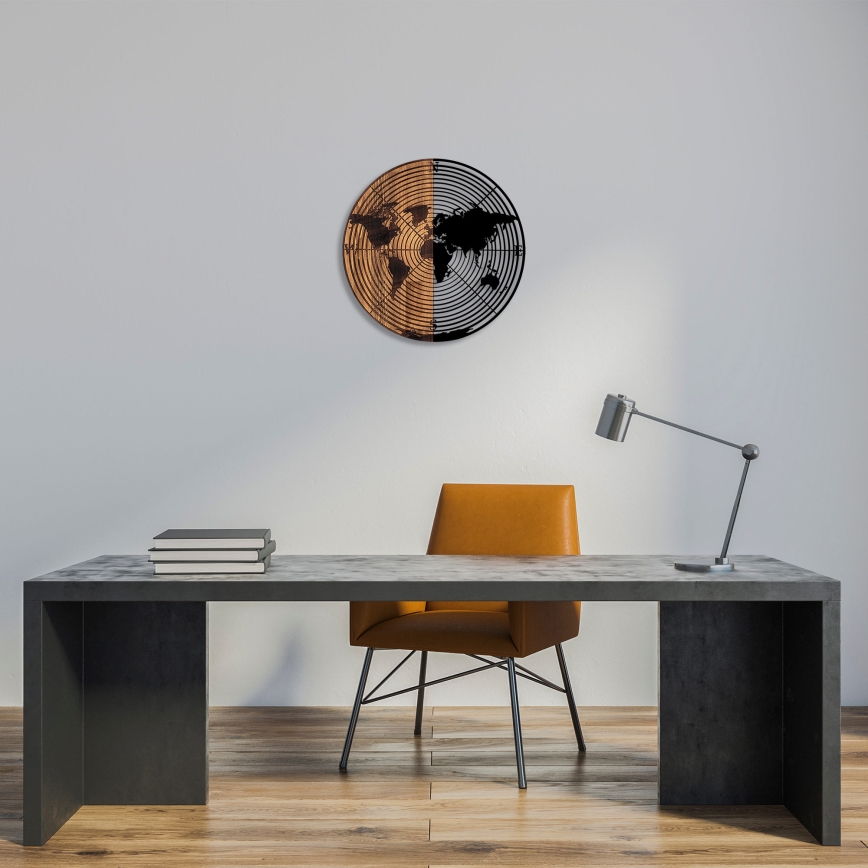 Seinäkoriste halkaisija 56 cm kartta puu/metalli