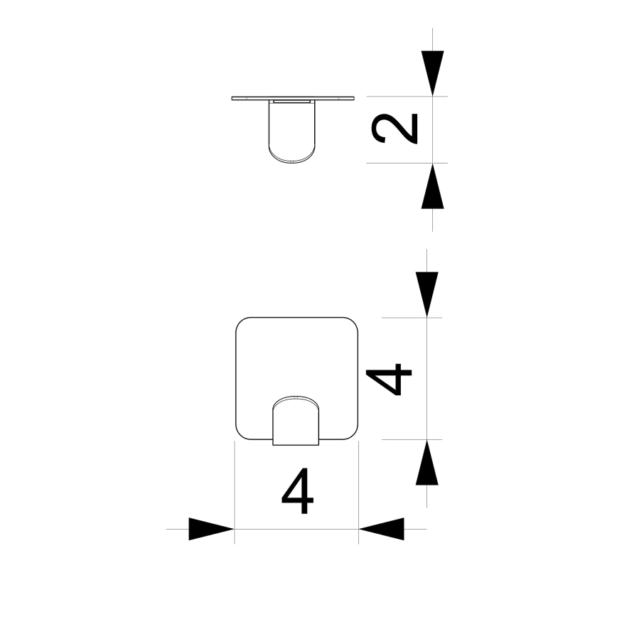 Seinäkoukku 4x4 cm musta