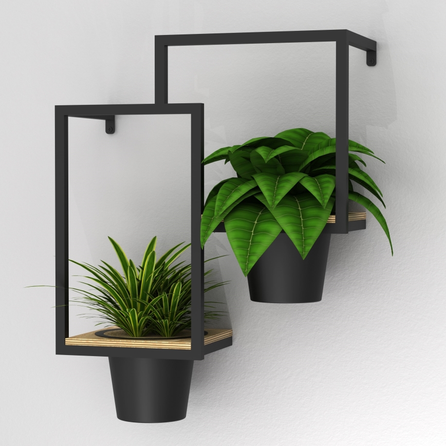 Seinäkukkaruukku 46x36 cm musta