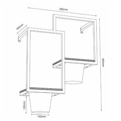 Seinäkukkaruukku 46x36 cm musta