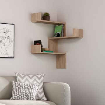 Seinäkulmahylly LUKSA 90x60 cm ruskea