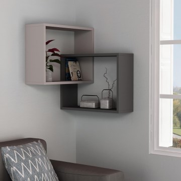 Seinäkulmahylly RING 68x68 cm harmaa/antrasiitti