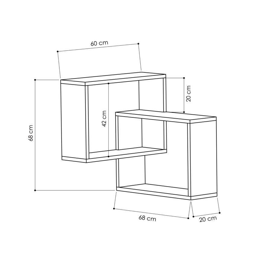 Seinäkulmahylly RING 68x68 cm harmaa/antrasiitti