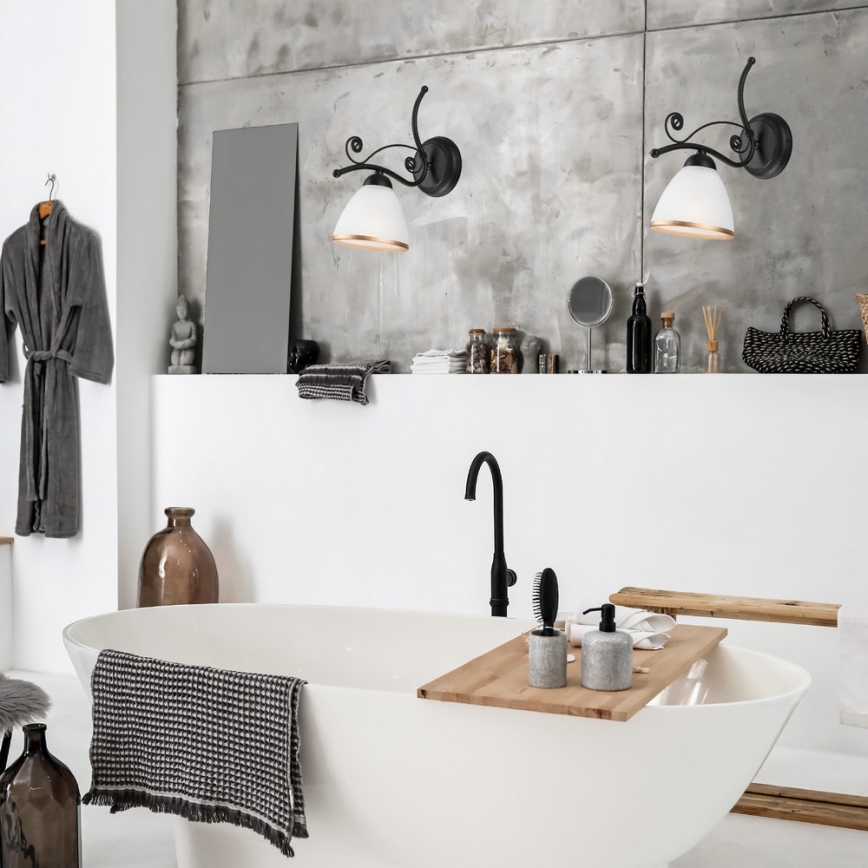 Seinälampetti RETRO II 1xE27/60W/230V mattamusta