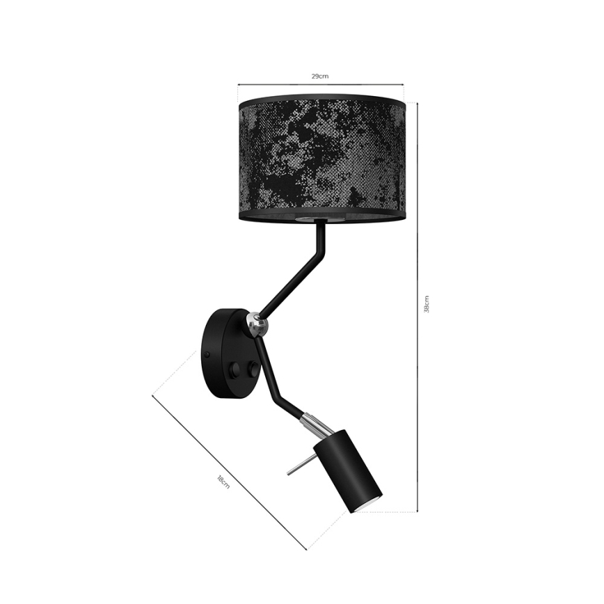 Seinälamppu SATINO 1xE27/40W/230V + 1xGU10/MR11/7W musta/harmaa