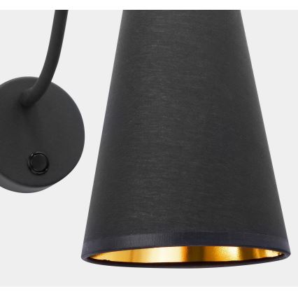 Seinälamppu WIRE 1xE27/15W/230V musta/kulta