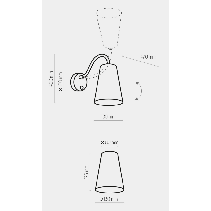 Seinälamppu WIRE 1xE27/15W/230V musta/kulta