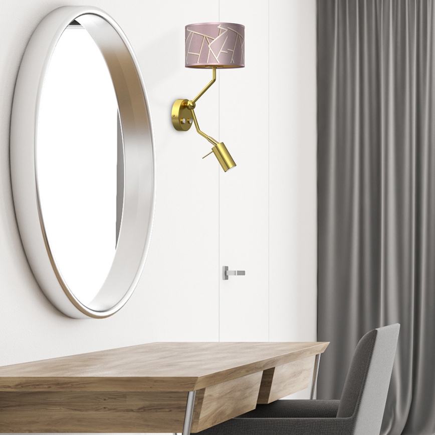 Seinälamppu ZIGGY 1xE27/40W/230V + 1xGU10/MR11/7W pinkki/kulta