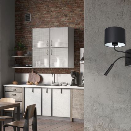 Seinävalaisin ARDEN 1xE27/60W+1xG9/8W/230V musta/valkoinen