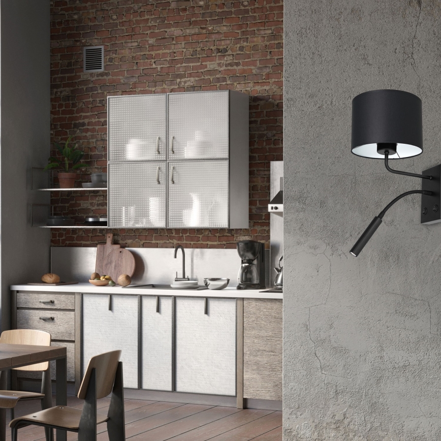 Seinävalaisin ARDEN 1xE27/60W+1xG9/8W/230V musta/valkoinen