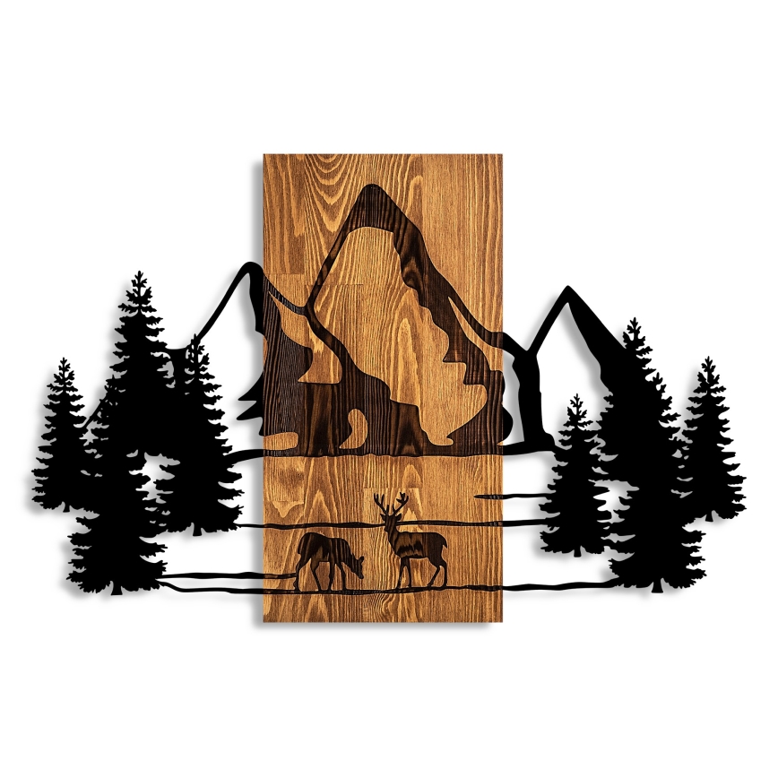 Seinälle tarkoitettu koriste 88x57 cm vuoret puu/metalli