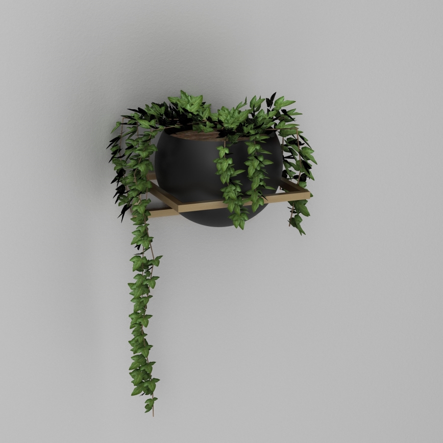 Seinälle asennettava kukkaruukku 27x29 cm kulta