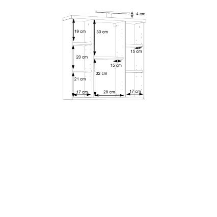 Seinälle asennettava kylpyhuoneen peilikaappi VENOM, valkoinen/sonoma-tammi