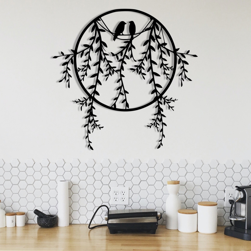 Seinälle tarkoitettu koriste 45x44 cm, metalliset oksat